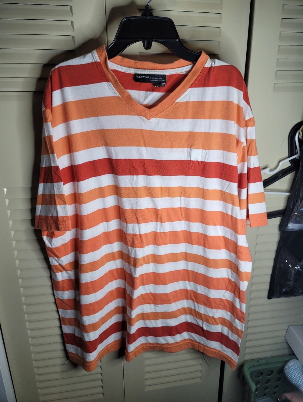 Rocawear T-shirt Orange Striped Size XLarge